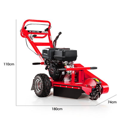 15HP Commercial Petrol Stump Grinder with 0.3m Depth Capability and Carbide Teeth