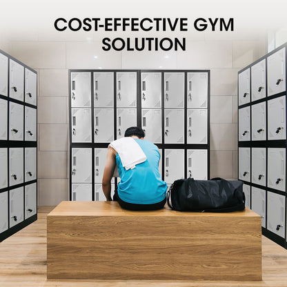 12-Door Metal Storage Lockers for Gym, Office, Black/Grey, Secure & Ventilated