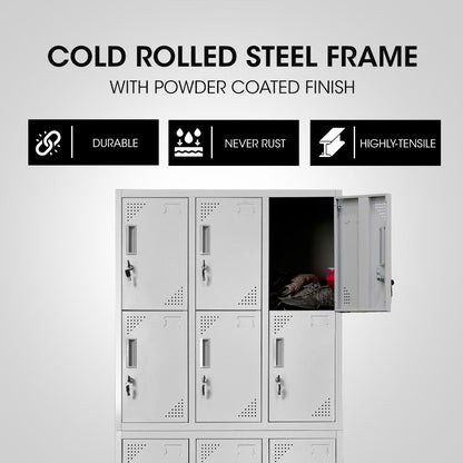 12-Door Metal Storage Lockers for Gym, Office, Home - Light Grey