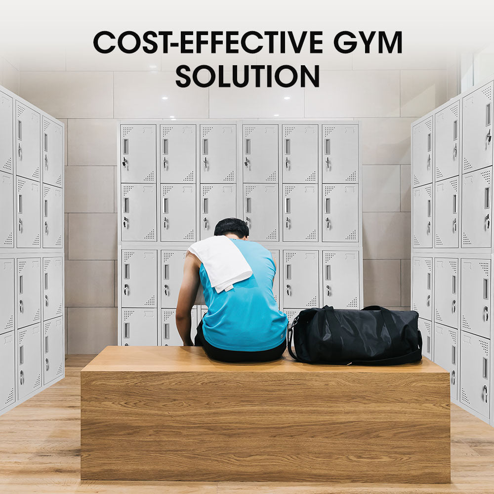 12-Door Metal Storage Lockers for Gym, Office, Home - Light Grey