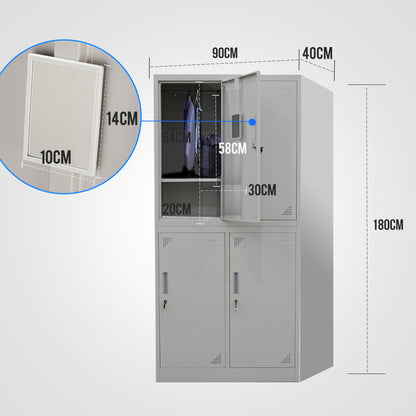 4-Door Metal Storage Locker with Secure Cam-Lock for Office or Gym, Grey