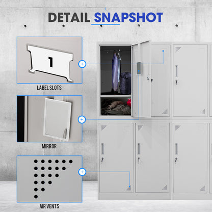 4-Door Metal Storage Locker with Secure Cam-Lock for Office or Gym, Grey