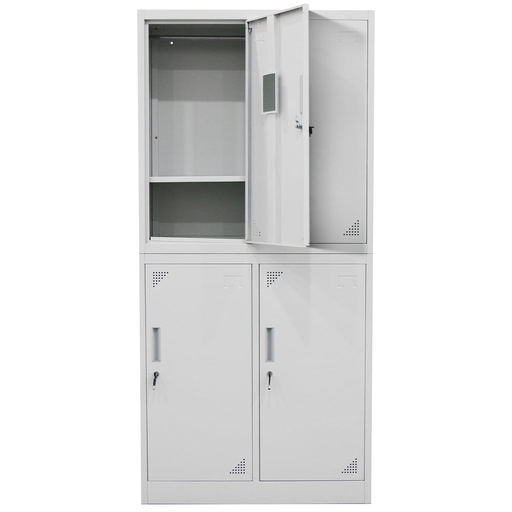 4-Door Metal Storage Locker with Secure Cam-Lock for Office or Gym, Grey