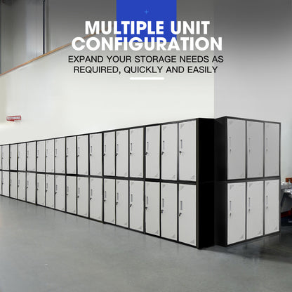 6-Door Metal Storage Cabinet with Locks for Gym, Office, or Home - Black/Grey