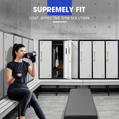 6-Door Metal Storage Cabinet with Locks for Gym, Office, or Home - Black/Grey