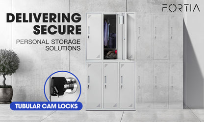 6-Door Metal Storage Cabinet with Locks for Gym, Office, or Home - Grey