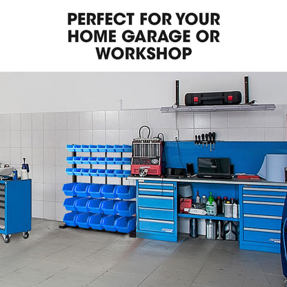 39-Compartment Floor Bin Rack System with Steel Frame and Label Slots
