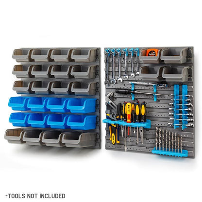 44-Part Wall-Mounted Storage Bin Rack with Tool Organiser, 1.12m Shelving