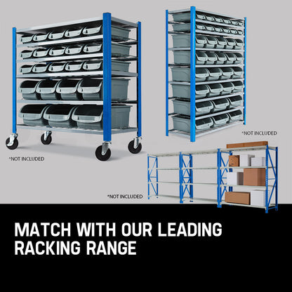 44-Part Wall-Mounted Storage Bin Rack with Tool Organiser, 1.12m Shelving