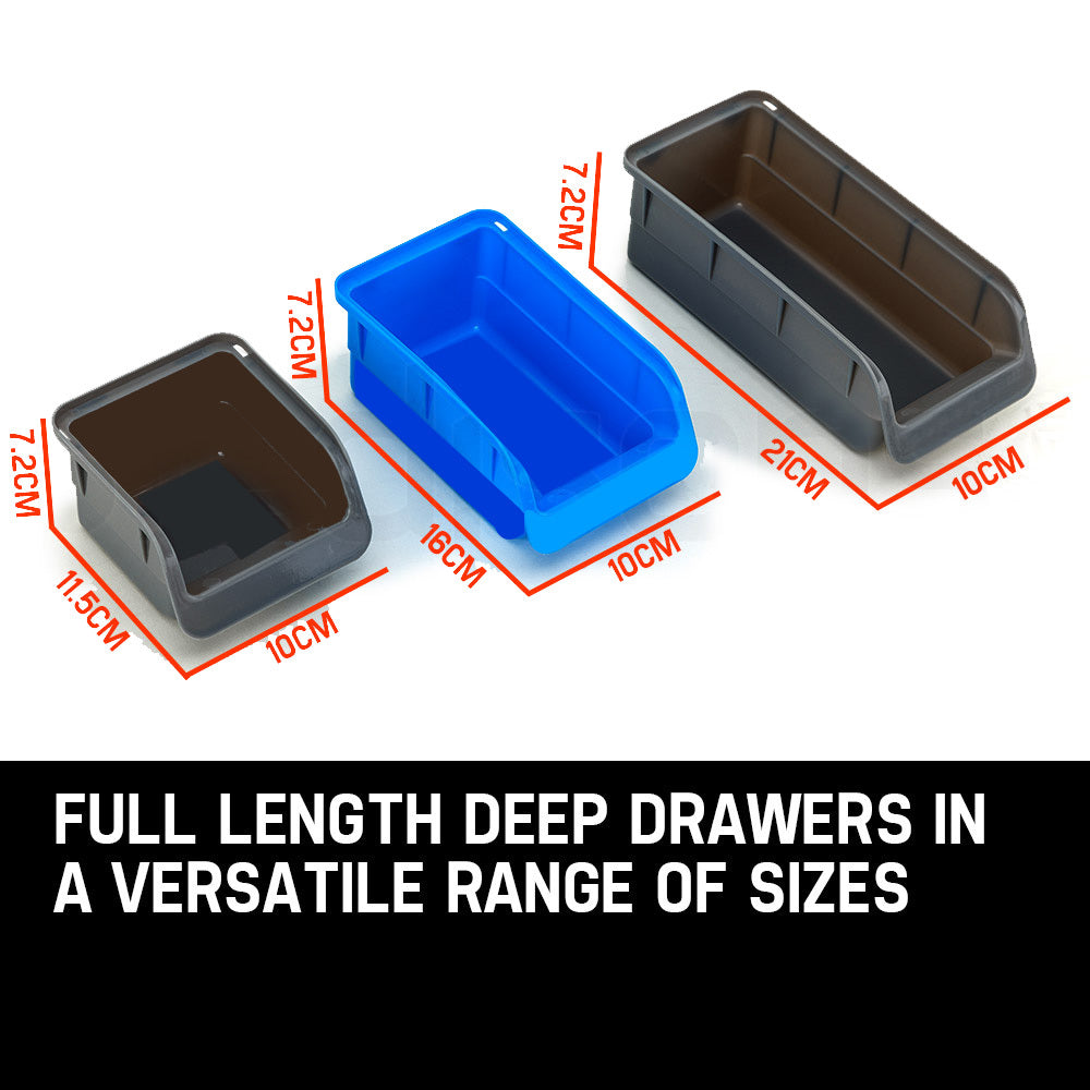 44-Part Wall-Mounted Storage Bin Rack with Tool Organiser, 1.12m Shelving