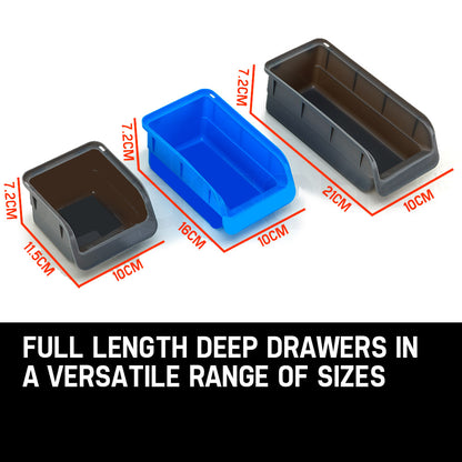 44-Part Wall-Mounted Storage Bin Rack with Tool Organiser, 1.12m Shelving