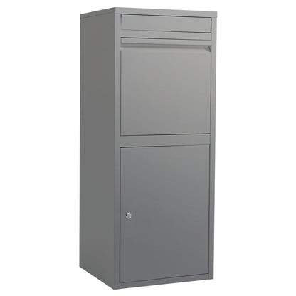 Freestanding Parcel & Letter Box with Secure Lid and Large Capacity, Grey