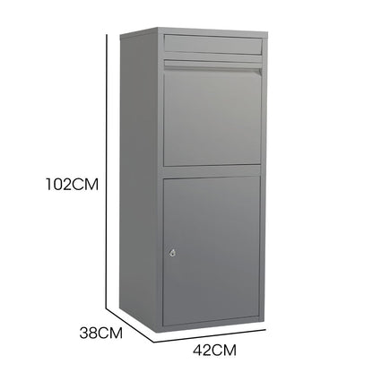Freestanding Parcel & Letter Box with Secure Lid and Large Capacity, Grey