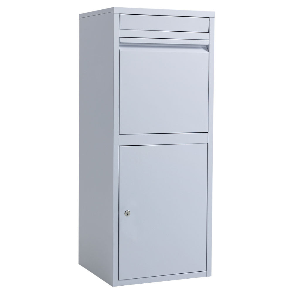 Freestanding Secure Steel Parcel & Letter Box with Large Capacity - Light Grey