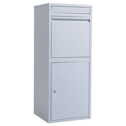 Freestanding Secure Steel Parcel & Letter Box with Large Capacity - Light Grey