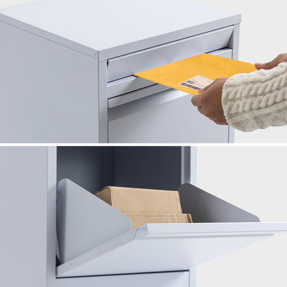 Freestanding Secure Steel Parcel & Letter Box with Large Capacity - Light Grey