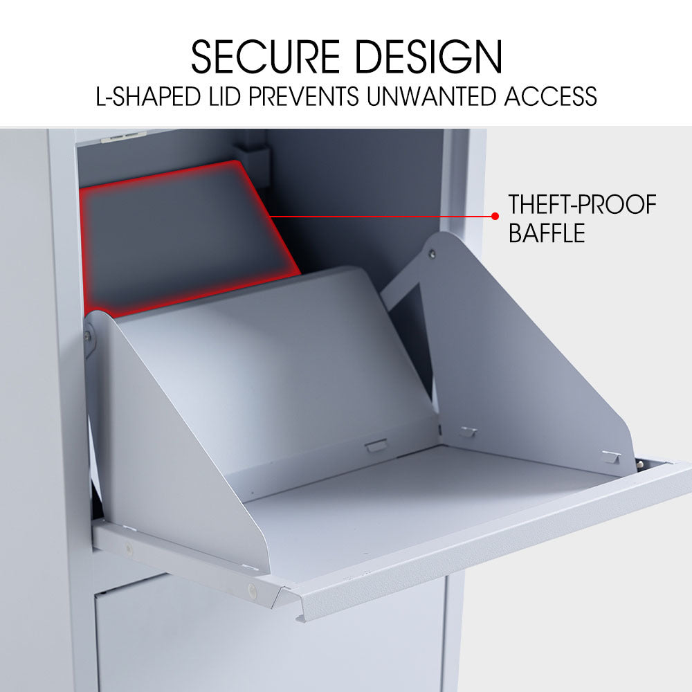Freestanding Secure Steel Parcel & Letter Box with Large Capacity - Light Grey