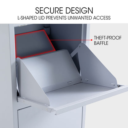 Freestanding Secure Steel Parcel & Letter Box with Large Capacity - Light Grey