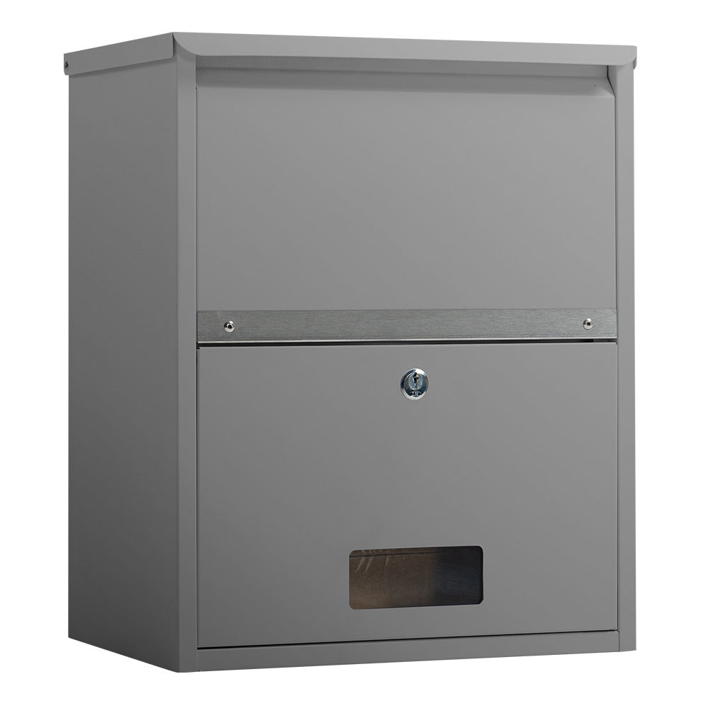 Wall Mounted Parcel Box with Secure Lid, Grey - 0.8m Steel, Anti-Rust