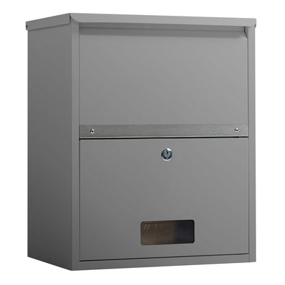 Wall Mounted Parcel Box with Secure Lid, Grey - 0.8m Steel, Anti-Rust