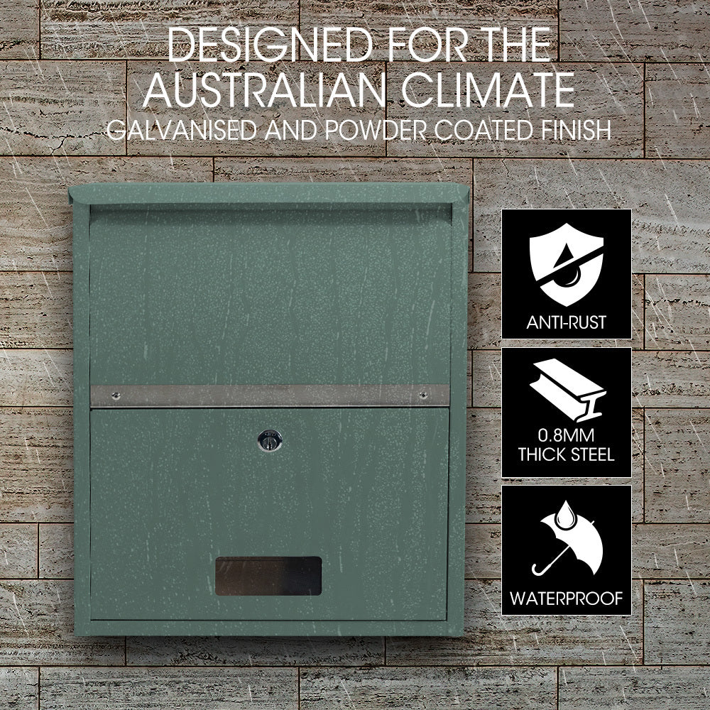 Wall Mounted Parcel Box with Secure Theft-Proof Lid, Cottage Green