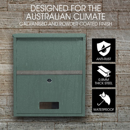 Wall Mounted Parcel Box with Secure Theft-Proof Lid, Cottage Green