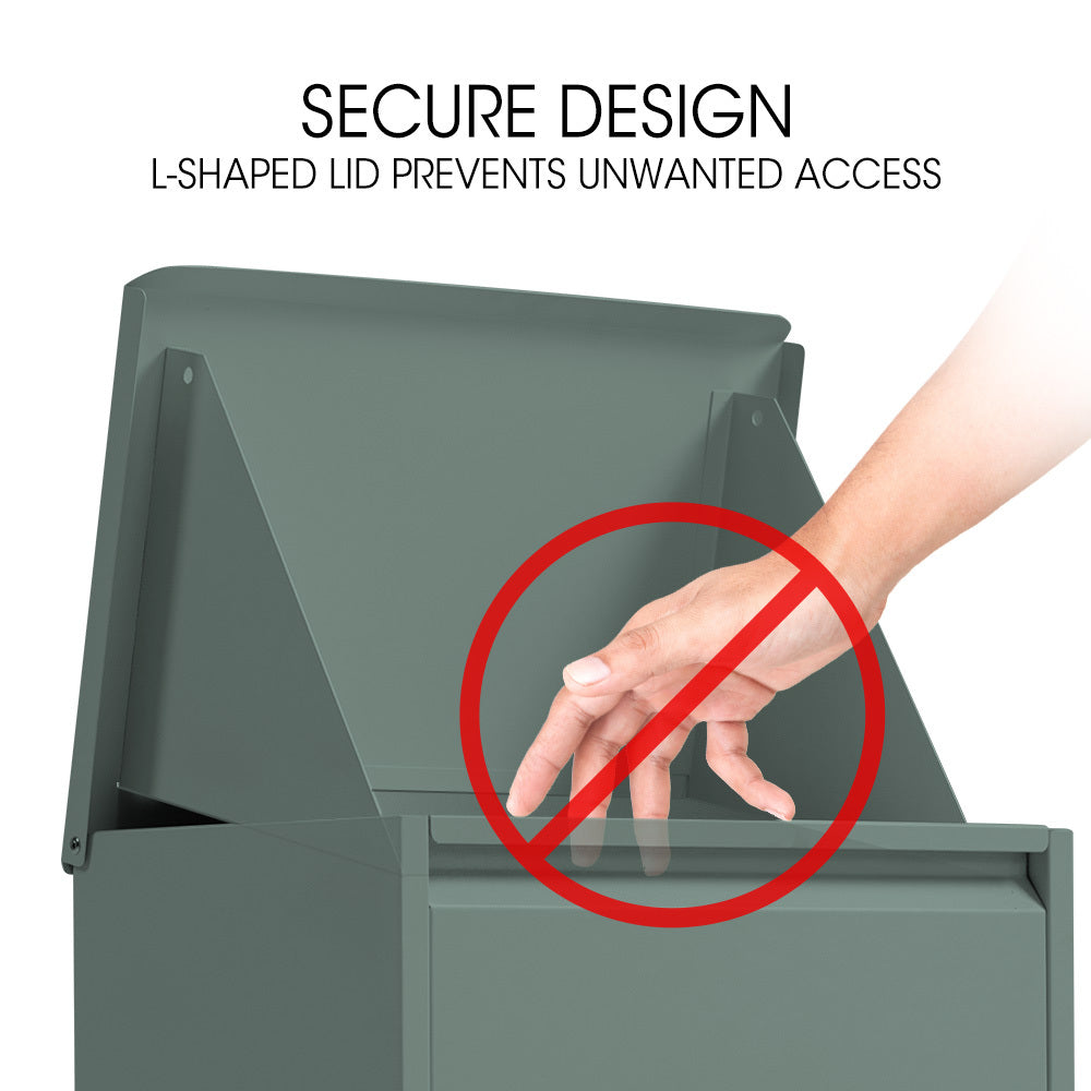 Wall Mounted Parcel Box with Secure Theft-Proof Lid, Cottage Green