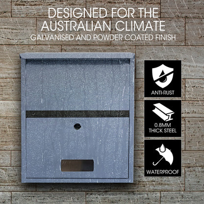 Secure Wall Mounted Parcel Box with Theft-Proof Lid, Light Grey, 0.8m Steel