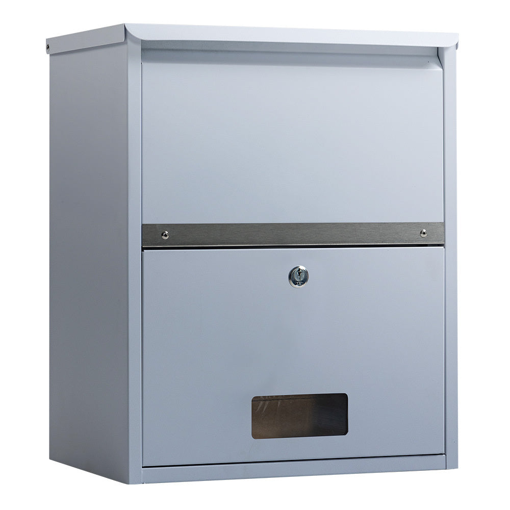 Secure Wall Mounted Parcel Box with Theft-Proof Lid, Light Grey, 0.8m Steel