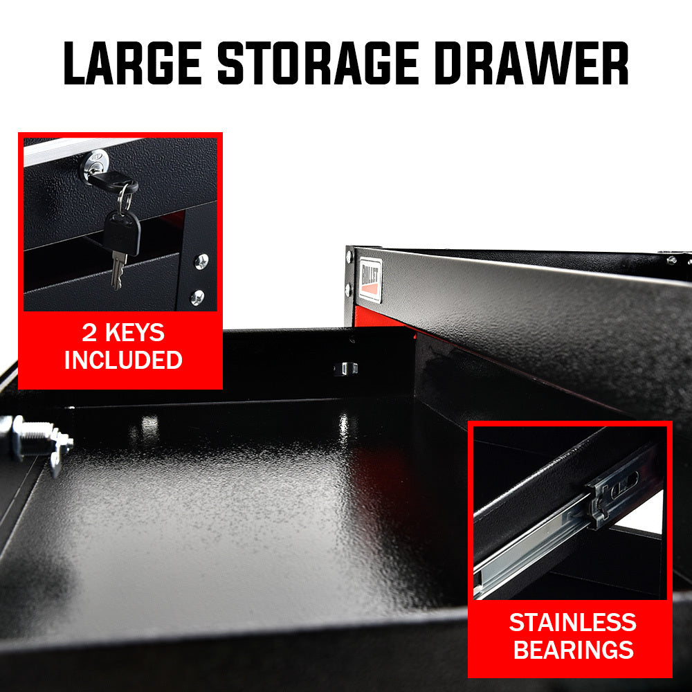 3-Tier Steel Tool Trolley Cart with Drawer and Pegboard, 150kg Capacity