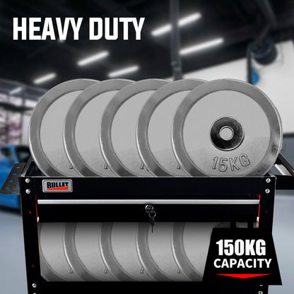 3-Tier Steel Tool Trolley Cart with Drawer and Pegboard, 150kg Capacity