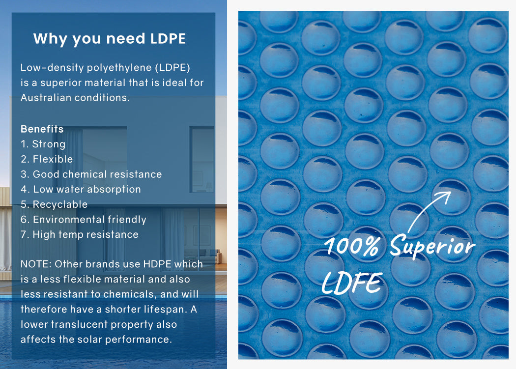 10x4m Solar Pool Cover with Isothermal Design, 500 Micron, Blue/Silver