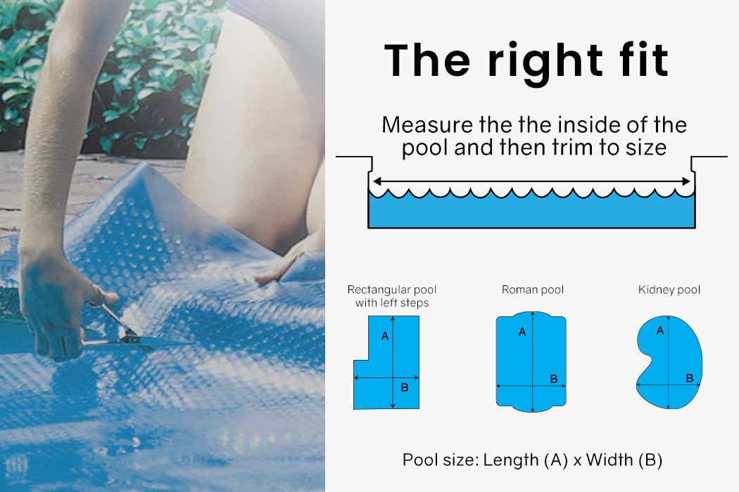 Solar Pool Cover 400 Micron Bubble Blanket, 10x4.7m - Reduces Evaporation & Debris
