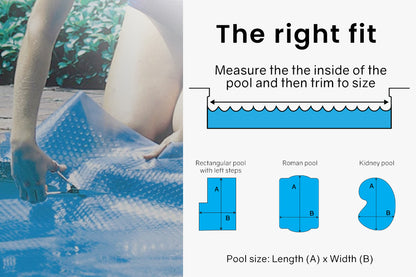 Solar Pool Cover 400 Micron Bubble Blanket, 10x4.7m - Reduces Evaporation & Debris