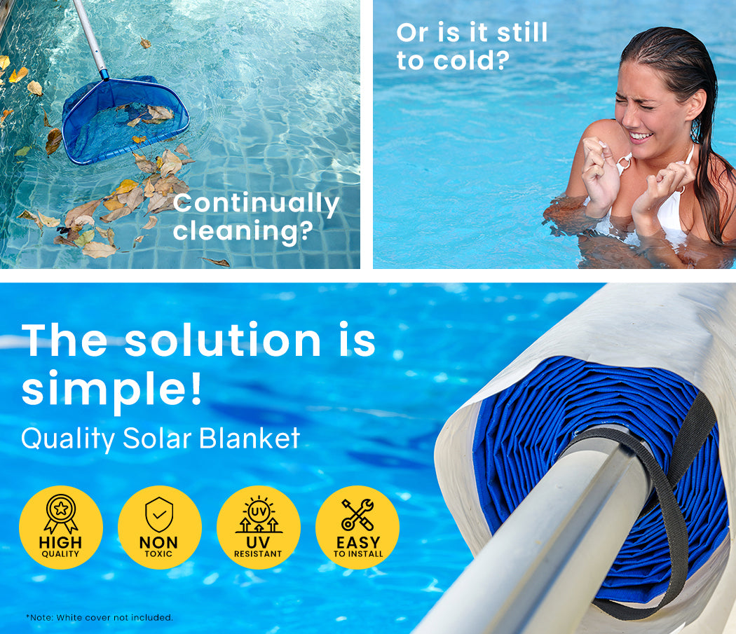 10x4.7m Solar Pool Cover with Blue/Silver Isothermal and SmoothCell Design