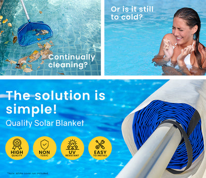 10x4.7m Solar Pool Cover with Blue/Silver Isothermal and SmoothCell Design