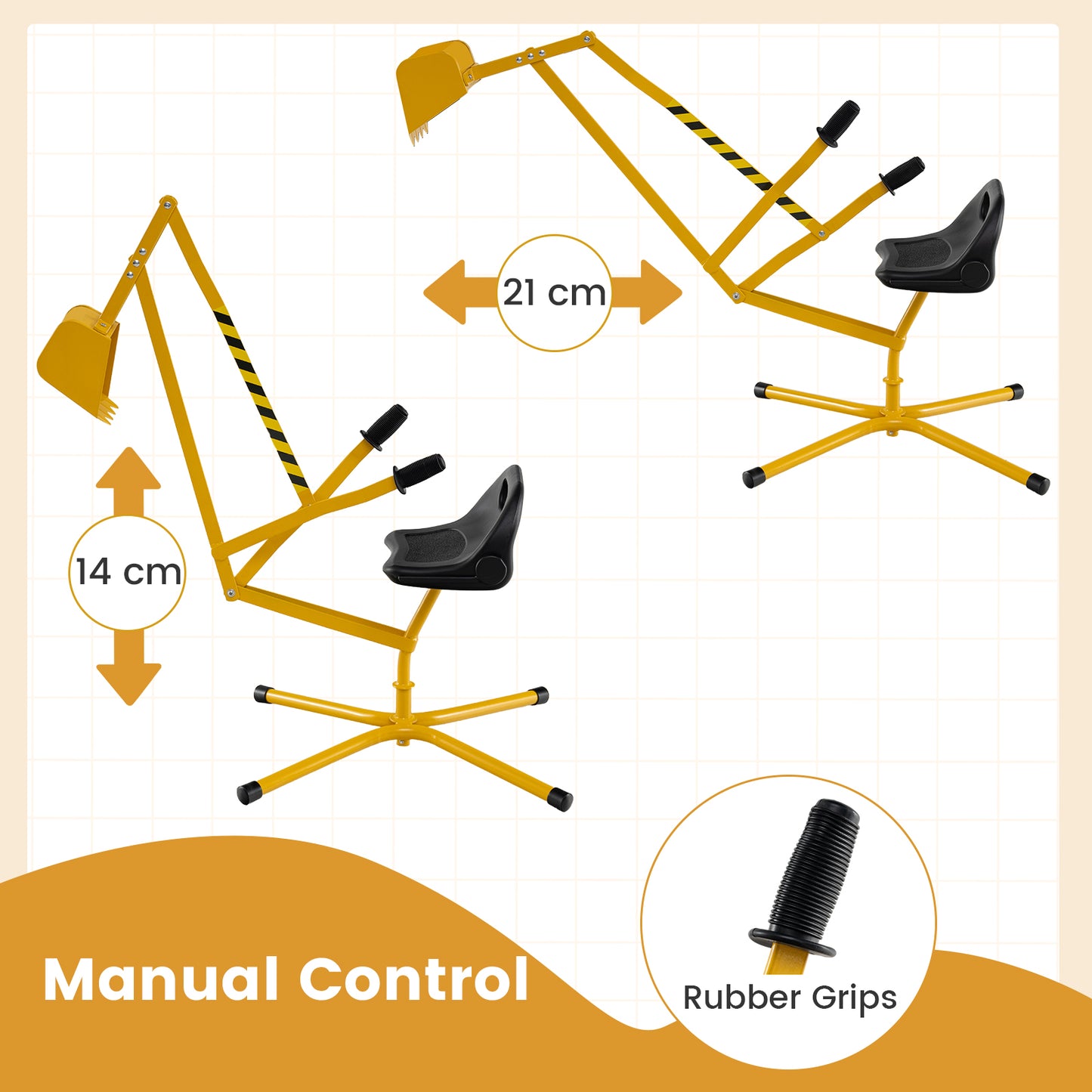 Sand Digger for Kids Sandbox Toy Digger Outdoor Construction Excavator-Yellow