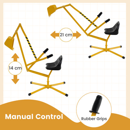 Sand Digger for Kids Sandbox Toy Digger Outdoor Construction Excavator-Yellow
