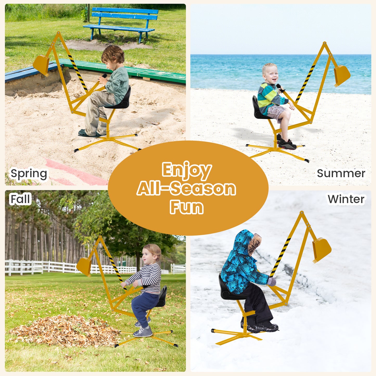 Sand Digger for Kids Sandbox Toy Digger Outdoor Construction Excavator-Yellow
