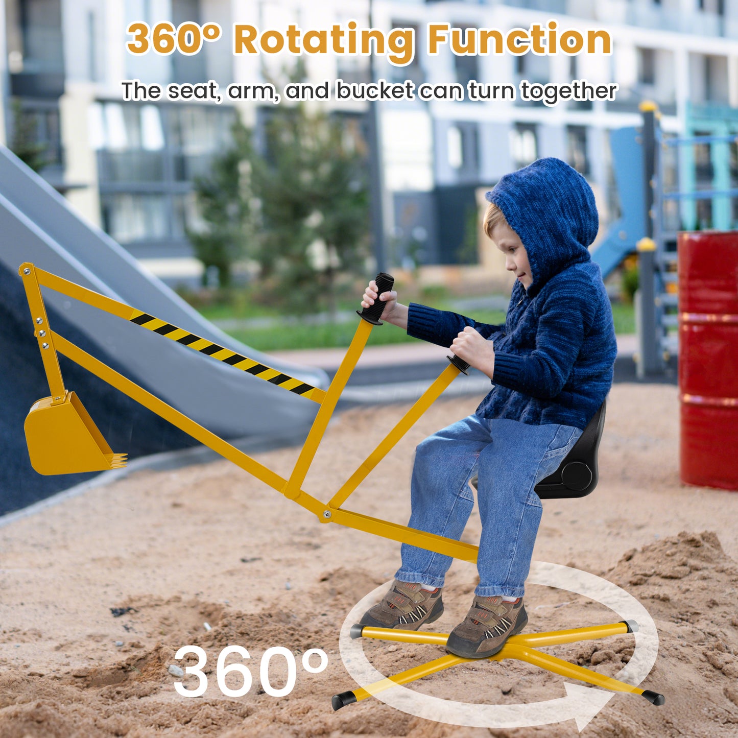 Sand Digger for Kids Sandbox Toy Digger Outdoor Construction Excavator-Yellow
