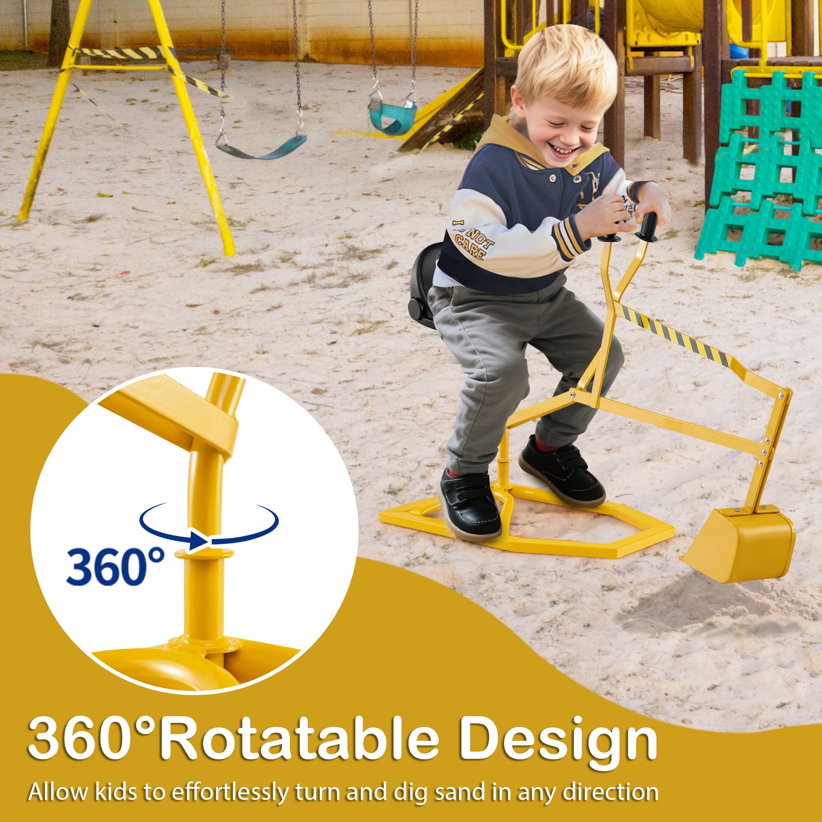 Sandbox Toy Digger with 2-Handed Controls for 3+ Years Old Kids-Yellow
