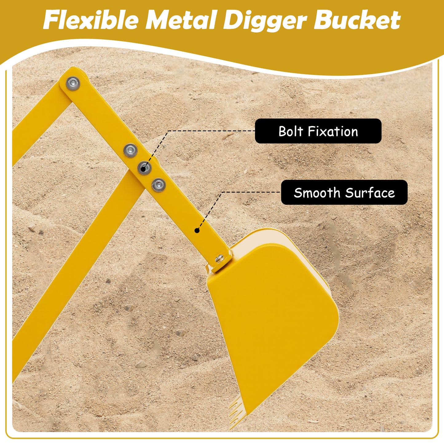 Sandbox Toy Digger with 2-Handed Controls for 3+ Years Old Kids-Yellow