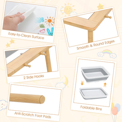 Sensory Toddler Activity Table and Chair Set for Kids 2-8-Natural