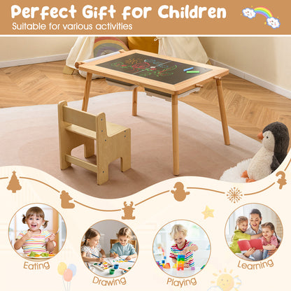 Sensory Toddler Activity Table and Chair Set for Kids 2-8-Natural