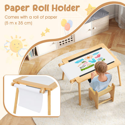 Sensory Toddler Activity Table and Chair Set for Kids 2-8-Natural
