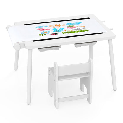 Sensory Toddler Activity Table and Chair Set for Kids 2-8-White