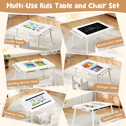 Sensory Toddler Activity Table and Chair Set for Kids 2-8-White