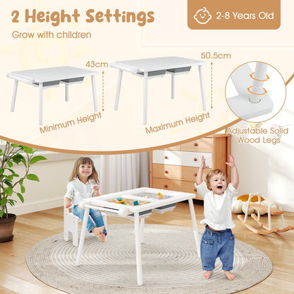 Sensory Toddler Activity Table and Chair Set for Kids 2-8-White