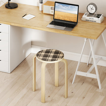 Set of 4 Stackable Wooden Stools for Living Room & Dining Room-Yellow