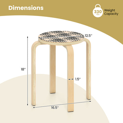 Set of 4 Stackable Wooden Stools for Living Room & Dining Room-Yellow